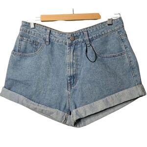 Cider High Rise Denim Shorts Size Large Rolled Cuff NWOT